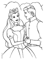 coloriage Barbie main dans la main avec le prince